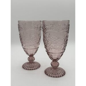 The Pioneer Woman 14.7oz. Amelia Rose Pink Tea Goblets Set Of 2 Floral Etched